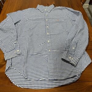 Ralph‎ Lauren Mens Classic Fit Blue and White Checkered Plaid Button Down Shirt